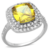 3W760 - Brass Ring Rhodium Women AAA Grade CZ Topaz