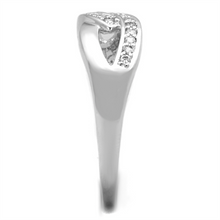 3W763 - Brass Ring Rhodium Women AAA Grade CZ Clear