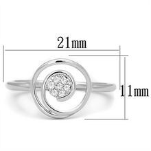 3W765 - Brass Ring Rhodium Women AAA Grade CZ Clear