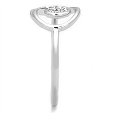 3W765 - Brass Ring Rhodium Women AAA Grade CZ Clear