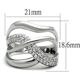 3W766 - Brass Ring Rhodium Women AAA Grade CZ Clear