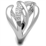 3W766 - Brass Ring Rhodium Women AAA Grade CZ Clear