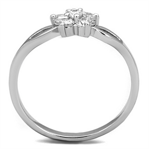 3W775 - Brass Ring Rhodium Women AAA Grade CZ Clear