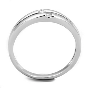 3W779 - Brass Ring Rhodium Women AAA Grade CZ Clear