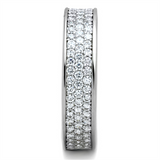 3W781 - Rhodium Brass Ring with AAA Grade CZ  in Clear