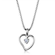 3W797 - Brass Chain Pendant Rhodium Women AAA Grade CZ Clear