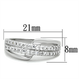 3W798 - Brass Ring Rhodium Women AAA Grade CZ Clear