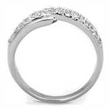 3W798 - Brass Ring Rhodium Women AAA Grade CZ Clear