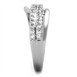 3W798 - Brass Ring Rhodium Women AAA Grade CZ Clear