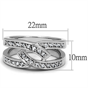 3W806 - Brass Ring Rhodium Women AAA Grade CZ Clear