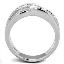 3W806 - Brass Ring Rhodium Women AAA Grade CZ Clear
