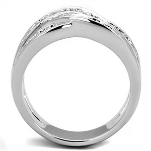 3W806 - Brass Ring Rhodium Women AAA Grade CZ Clear