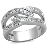 3W806 - Brass Ring Rhodium Women AAA Grade CZ Clear