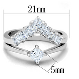 3W815 - Brass Ring Rhodium Women AAA Grade CZ Clear