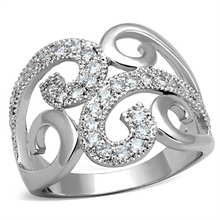3W827 - Brass Ring Rhodium Women AAA Grade CZ Clear