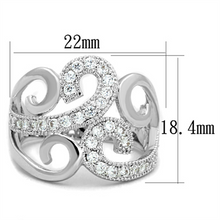 3W827 - Brass Ring Rhodium Women AAA Grade CZ Clear