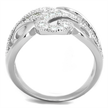 3W827 - Brass Ring Rhodium Women AAA Grade CZ Clear