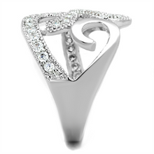3W827 - Brass Ring Rhodium Women AAA Grade CZ Clear