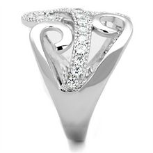 3W827 - Brass Ring Rhodium Women AAA Grade CZ Clear