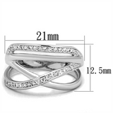 3W836 - Brass Ring Rhodium Women AAA Grade CZ Clear