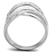 3W836 - Brass Ring Rhodium Women AAA Grade CZ Clear