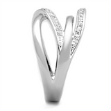 3W836 - Brass Ring Rhodium Women AAA Grade CZ Clear