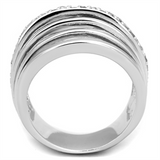 3W837 - Brass Ring Rhodium Women AAA Grade CZ Clear