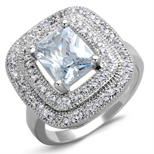 3W839 - Brass Ring Rhodium Women AAA Grade CZ Clear
