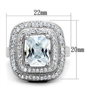 3W839 - Brass Ring Rhodium Women AAA Grade CZ Clear