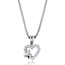 3W840 - Brass Chain Pendant Rhodium Women AAA Grade CZ Clear
