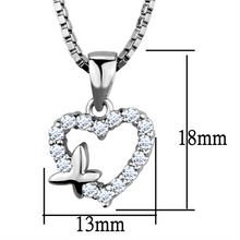 3W840 - Brass Chain Pendant Rhodium Women AAA Grade CZ Clear