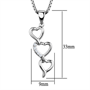 3W843 - Brass Chain Pendant Rhodium Women AAA Grade CZ Clear