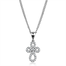 3W845 - Brass Chain Pendant Rhodium Women AAA Grade CZ Clear