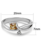 3W852 - Brass Ring Rhodium Women AAA Grade CZ Champagne