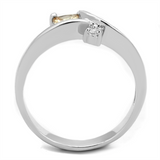 3W852 - Brass Ring Rhodium Women AAA Grade CZ Champagne