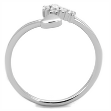 3W860 - Brass Ring Rhodium Women AAA Grade CZ Clear