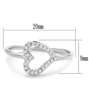 3W866 - Brass Ring Rhodium Women AAA Grade CZ Clear