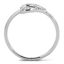 3W866 - Brass Ring Rhodium Women AAA Grade CZ Clear