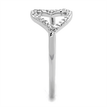 3W866 - Brass Ring Rhodium Women AAA Grade CZ Clear