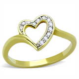 3W870 - Brass Ring Gold+Rhodium Women AAA Grade CZ Clear