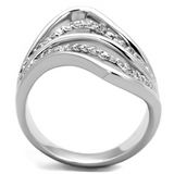 3W878 - Brass Ring Rhodium Women AAA Grade CZ Clear