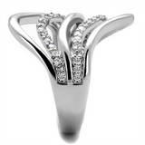 3W878 - Brass Ring Rhodium Women AAA Grade CZ Clear