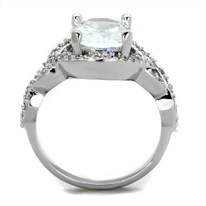 3W880 - Brass Ring Rhodium Women AAA Grade CZ Clear