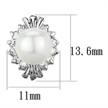 3W886 - Brass Earrings Rhodium Women Synthetic White