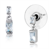 3W887 - Brass Earrings Rhodium Women AAA Grade CZ Clear