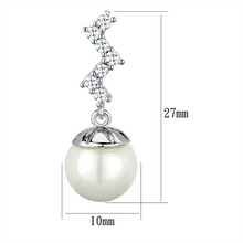 3W894 - Brass Earrings Rhodium Women Synthetic White