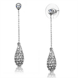 3W898 - Brass Earrings Rhodium Women Top Grade Crystal Clear
