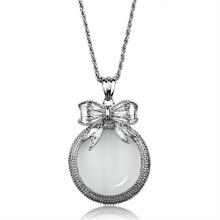 3W911 - Brass Magnifier pendant Rhodium Women Synthetic Clear