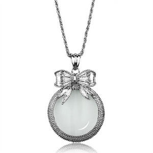 3W911 - Brass Magnifier pendant Rhodium Women Synthetic Clear