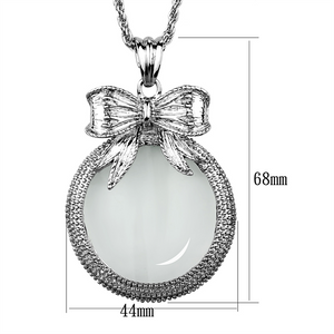 3W911 - Brass Magnifier pendant Rhodium Women Synthetic Clear